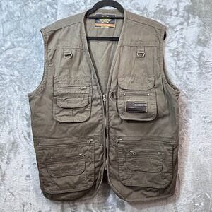 Guide Gear Mens Tactical Vest L Olive Drab Canvas CCW Gun Pockets Hunting Field